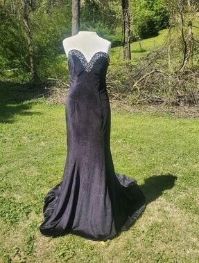 Strapless Black Velvet Gown